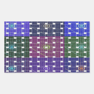 Kariertes Blau und Lila-Kunstposter Rechteckiger Aufkleber