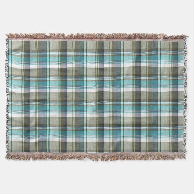 Kariertes, blaues, grünes Tartan-Muster-Kegeltuch Decke (Vorderseite)