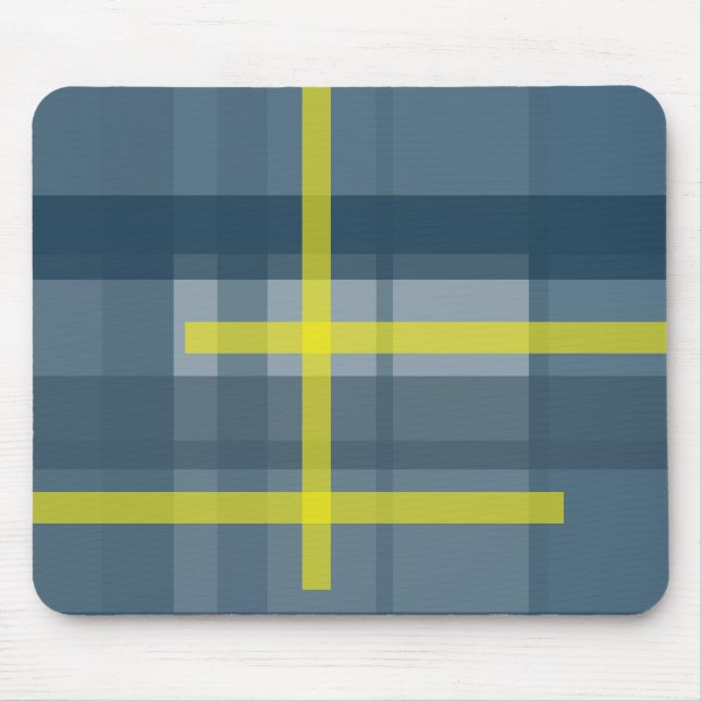 Kariertes blaues und gelbes Muster Mousepad (Vorne)