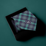 Kariertes blaues und grünes Muster Mit Monogramm Krawatte<br><div class="desc">Mit Monogramm Design in Kariertem Blau und Grün.</div>