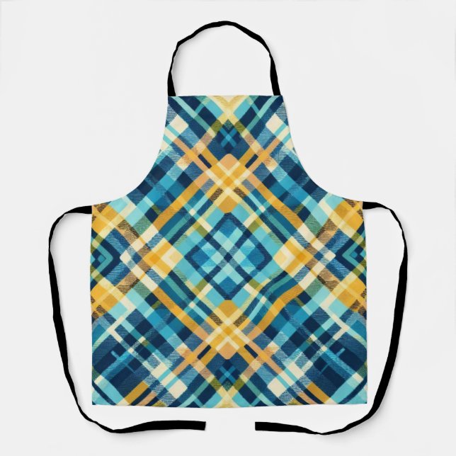 Kariertes blaugelbes Design Schürze (Vorderseite)