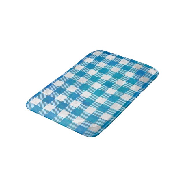 Kariertes Blue-Checkered Buffalo Badematte (Schrägansicht)