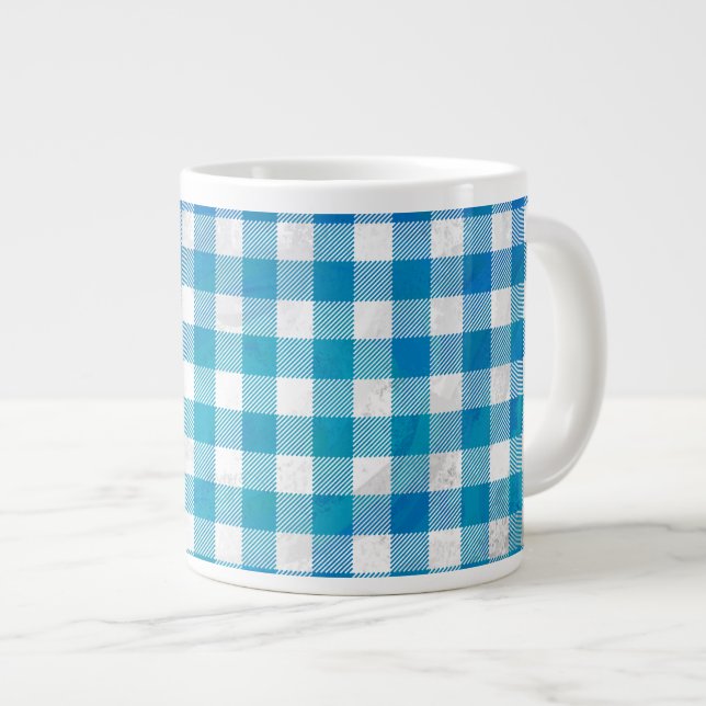 Kariertes Blue-Checkered Buffalo Jumbo-Tasse (Vorderseite Rechts)