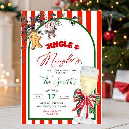 Kariertes Bow Preppy Jingle und Mingle Weihnachtsf Einladung