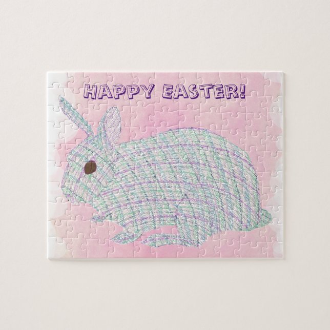 Kariertes Bunny Rabbit Happy Osterpuzzles Puzzle (Horizontal)