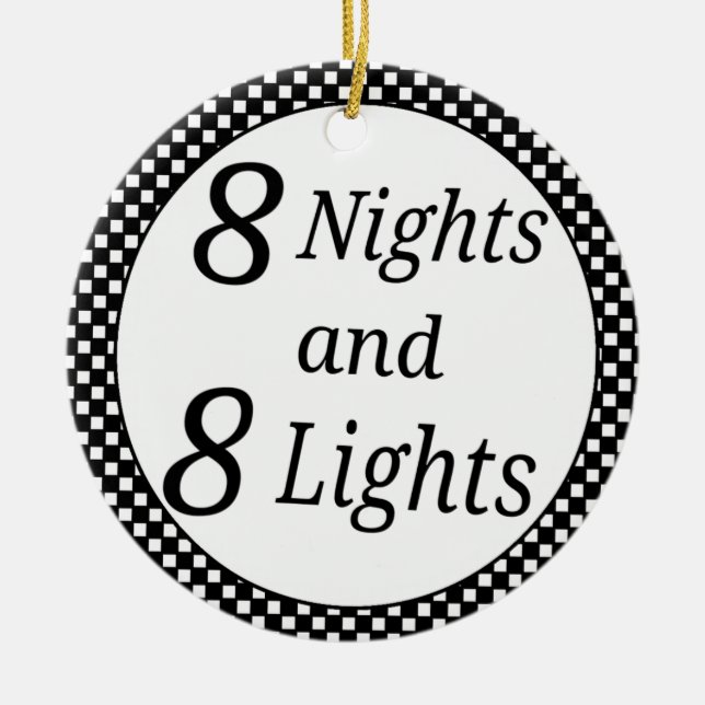 Kariertes Chanukka Keramikornament (Vorne)