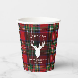 Kariertes Clan Stewart Familien Lake House Tartan Pappbecher