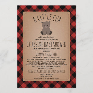 Kariertes Curbside Baby Dusche Sozialabtrieb Bär Einladung