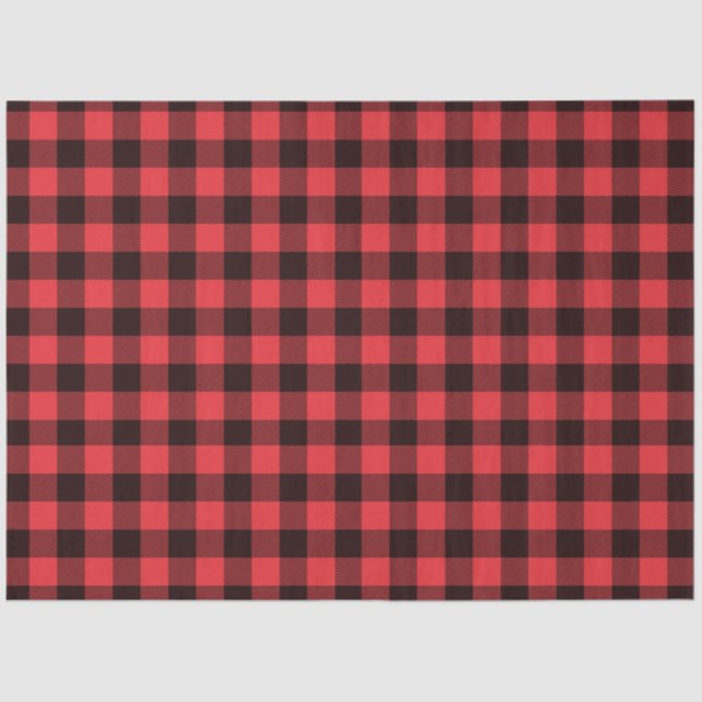 Kariertes Dekoupage Tissue Paper von Red Black Buf Seidenpapier (Vorderseite)
