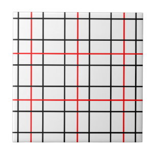 Kariertes Design der roten schwarzen Gitterlinien Fliese