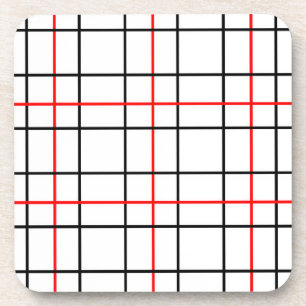 Kariertes Design der roten schwarzen Gitterlinien Getränkeuntersetzer