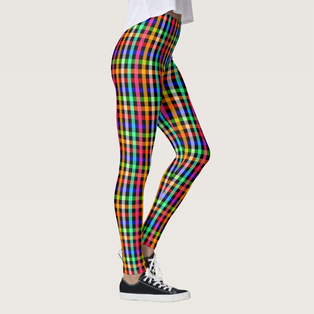 Kariertes Design von Black Multicolored Gingham Leggings (Von Creator hochgeladen)