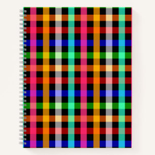 Kariertes Design von Black Multicolored Gingham Notizbuch