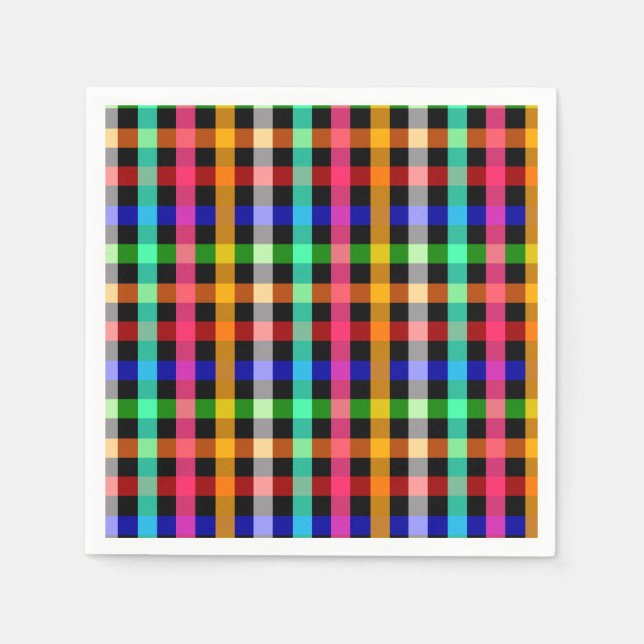 Kariertes Design von Black Multicolored Gingham Serviette (Vorderseite)