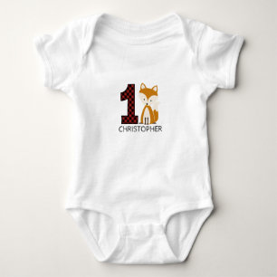 Kariertes erstes Geburtstags-Shirt BabyFox Baby Strampler