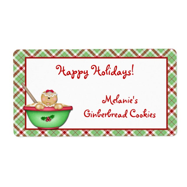 Kariertes Etikett für Lebkuchen (Vorne)