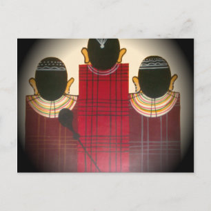 Kariertes Familienportrait der Maasai Postkarte
