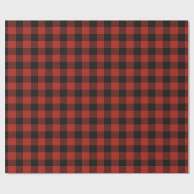 Kariertes festes Red & Black Buffalo Geschenkpapier (Flach)