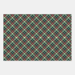 Kariertes, festes, stylisches Multi-Dunkel-Farbmus Geschenkpapier Set