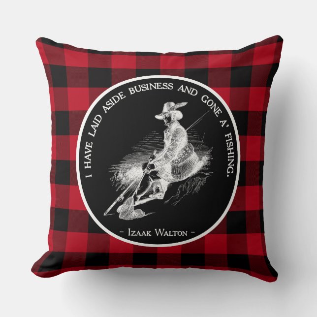 Kariertes Fischangebot Schwarz und Rot Buffalo Kissen (Vorderseite)