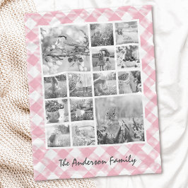 Kariertes Foto Collage Baby Girl mit benutzerdefin Fleecedecke