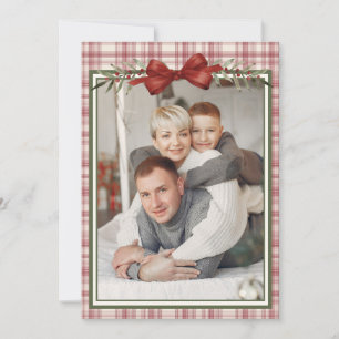 Kariertes Foto mit Schleife Weihnachten
