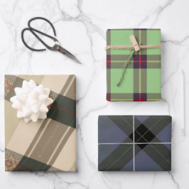 Kariertes Gewebe aus traditionellem Folk Geschenkpapier Set