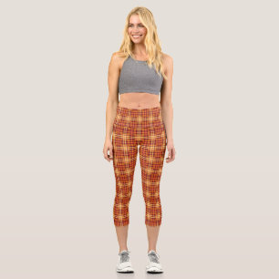 Kariertes Gewebe Textur Braune Streifen-52628 Capri Leggings
