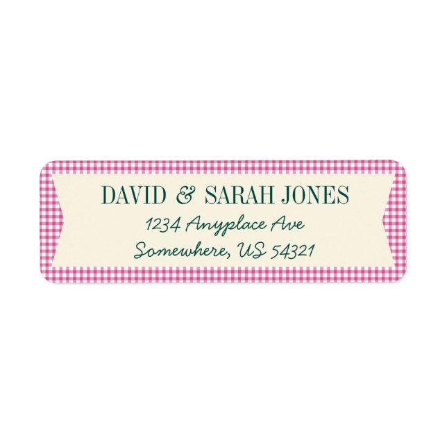 Kariertes Gingham Karo Muster Fabric Crafts Label (Vorne)