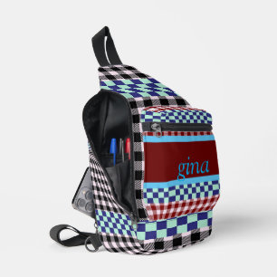 Kariertes Gingham Personalisiert Crossbody Bag