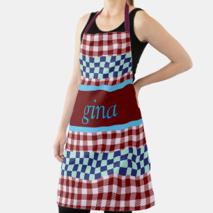 Kariertes Gingham Personalisiert Schürze