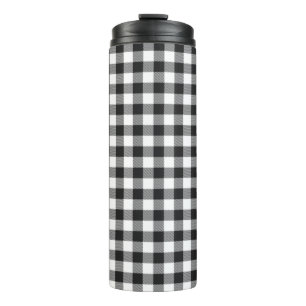 Kariertes Gingham Schwarz und Weiß Buffalo Rustika Thermosbecher