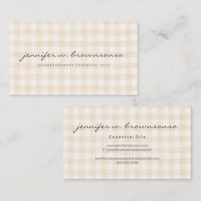 Kariertes Gingham Visitenkarte (Vorne/Hinten)