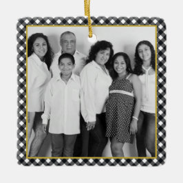 Kariertes Gold Holiday Foto in Black and White Buf Keramikornament