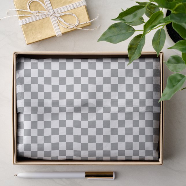 Kariertes Grau und Weiß Seidenpapier (Geschenk)
