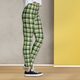 Kariertes Green Tartan-Muster Leggings