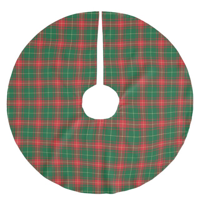 Kariertes, grün-grünes Tartan-Muster Polyester Weihnachtsbaumdecke (Vorderseite)