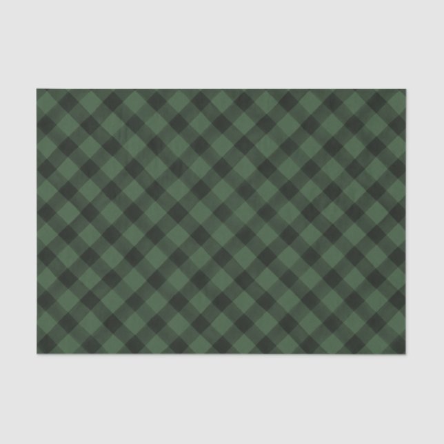 Kariertes, grün und schwarz gefärbtes Buffalo | Seidenpapier (Vorderseite)