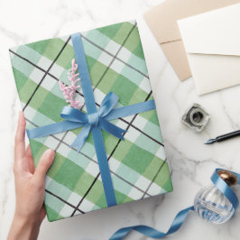Kariertes Grün und Weiß Geschenkpapier