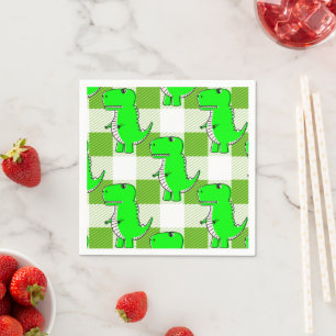 Kariertes Grün und Weiß Tartan Muster Serviette