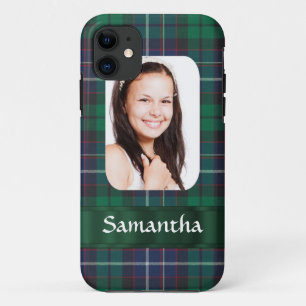 Kariertes grünes Foto personalisierte Bildvorlage iPhone 11 Hülle