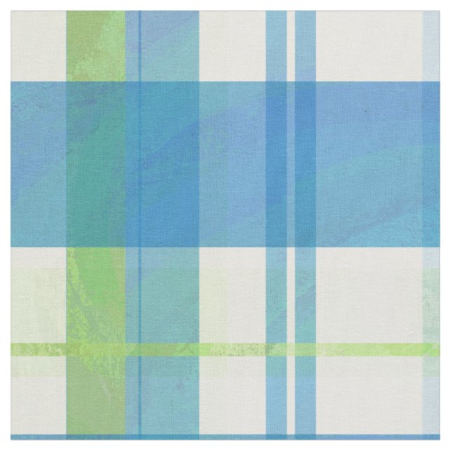 Kariertes Grünes und Blau Madras Stoff (Nahaufnahme)