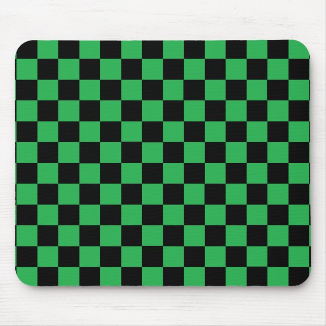 Kariertes Grünes und schwarz Mousepad (Vorne)