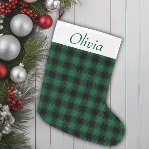 Kariertes grünes und schwarzes Buffalo Tartan Großer Weihnachtsstrumpf