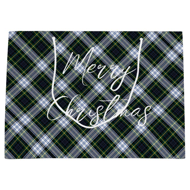 Kariertes grünes Weihnachtsfest Gordon Tartan Große Geschenktüte (Vorderseite)
