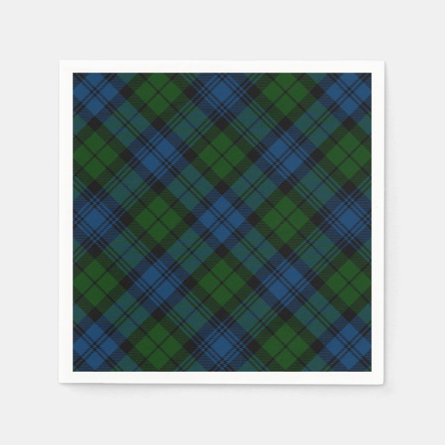 Kariertes grünes Weihnachtsfest Rustikales Tartan- Serviette (Vorderseite)