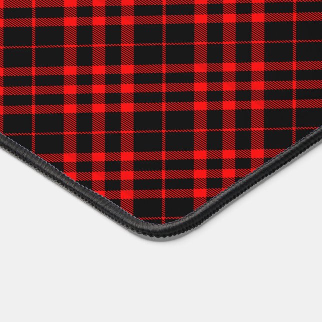 Kariertes Grunge Muster Tartan Cool Retro Schwarz  Schreibtischunterlage (Ecke)