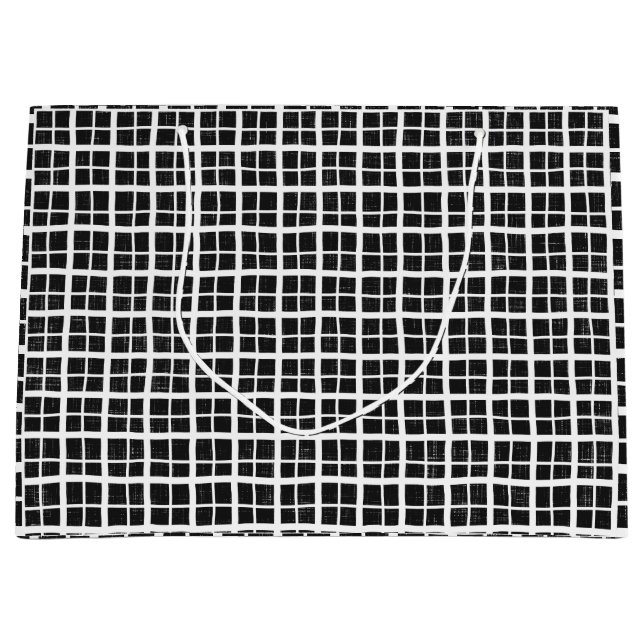 Kariertes Halloween-Chic-Party in Schwarz und Weiß Große Geschenktüte (Vorderseite)