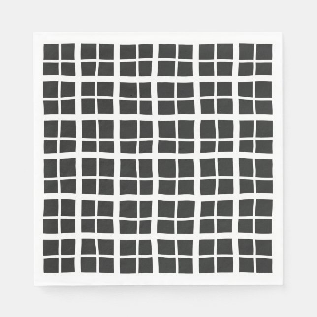 Kariertes Halloween-Chic-Party in Schwarz und Weiß Serviette (Vorderseite)