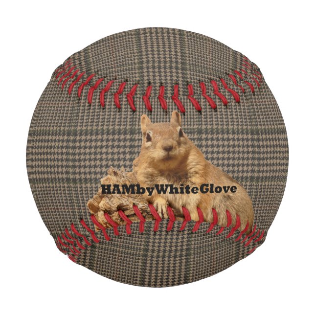 Kariertes HAMbyWhiteGlove Eichhörnchen-Logo - Base Baseball (Vorderseite)
